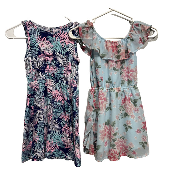 Lot of 2 Girls Dresses Children’s Place & One step Up Floral Sleeveless Size 5/6 - Picture 1 of 15